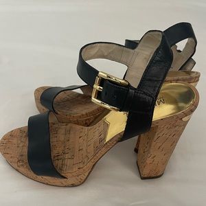 Ladies stunning MK leather and cork heels 7.5